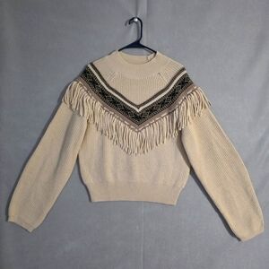 NWT Z Supply Womens North Fringe Sweater Stone Size Large